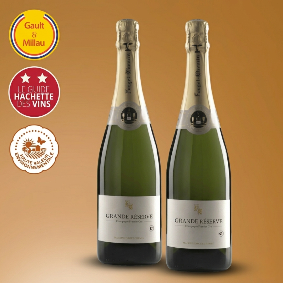 2 bouteilles Champagne 1er Cru Grande Réserve - Domaine Forget-Chemin