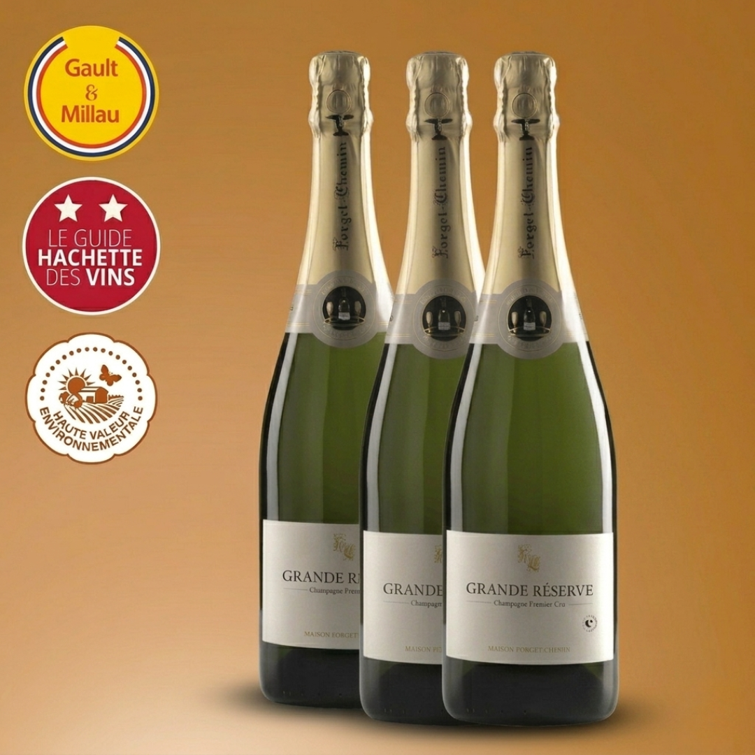 3 bouteilles Champagne 1er Cru Grande Réserve - Domaine Forget-Chemin