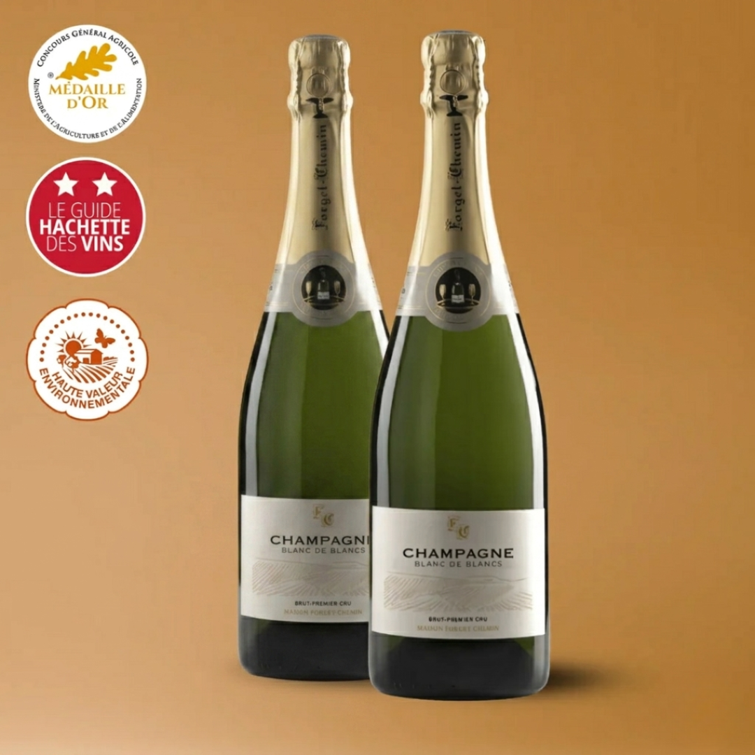 2 bouteilles Champagne 1er Cru Blanc de Blancs - Domaine Forget-Chemin